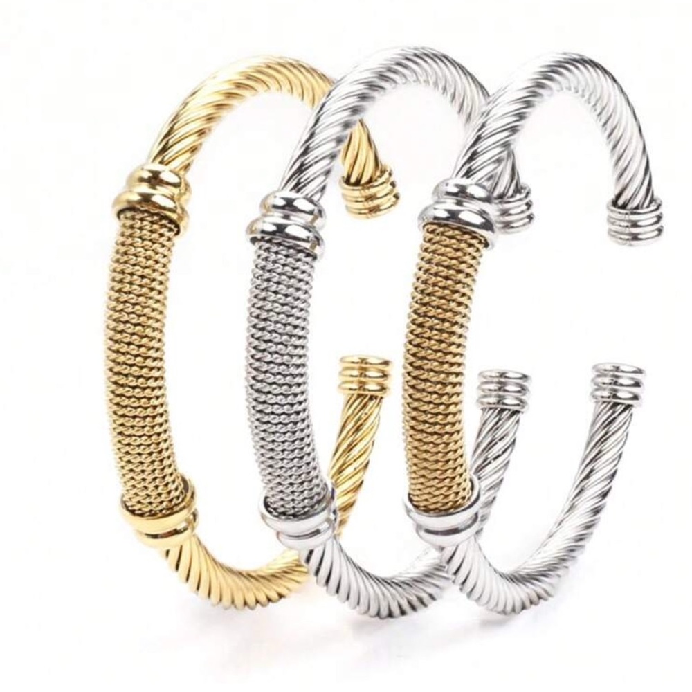 Elegant Gold and Silver Cuff Bracelet Set